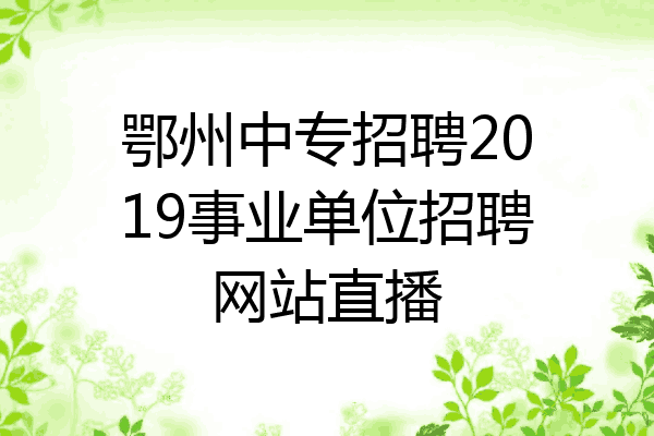 鄂州中专招聘2019事业单位招聘网站直播