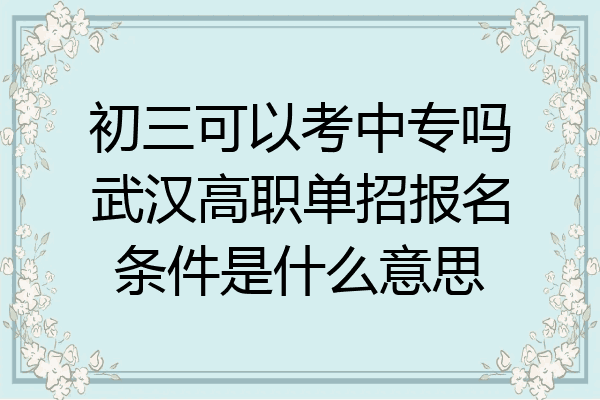 初三可以考中专吗武汉高职单招报名条件是什么意思