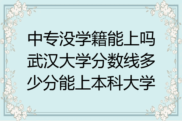 中专没学籍能上吗武汉大学分数线多少分能上本科大学