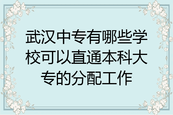 武汉中专有哪些学校可以直通本科大专的分配工作