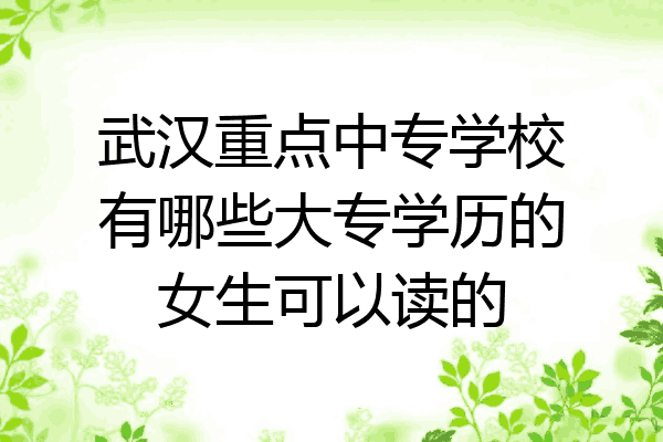 武汉重点中专学校有哪些大专学历的女生可以读的