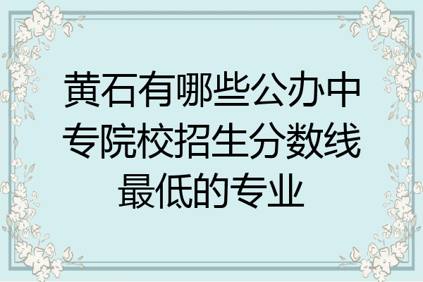 黄石有哪些公办中专院校招生分数线最低的专业