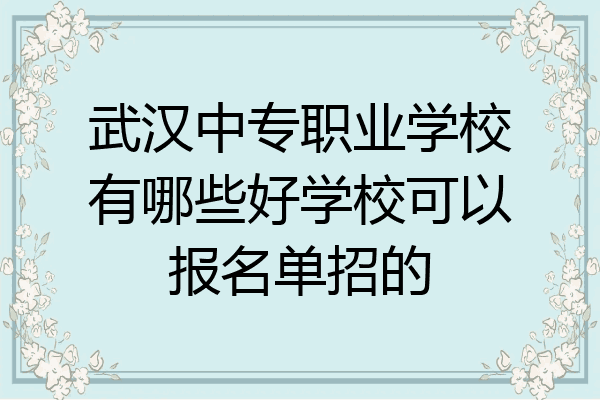 武汉中专职业学校有哪些好学校可以报名单招的