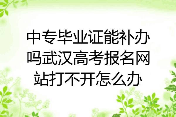中专毕业证能补办吗武汉高考报名网站打不开怎么办