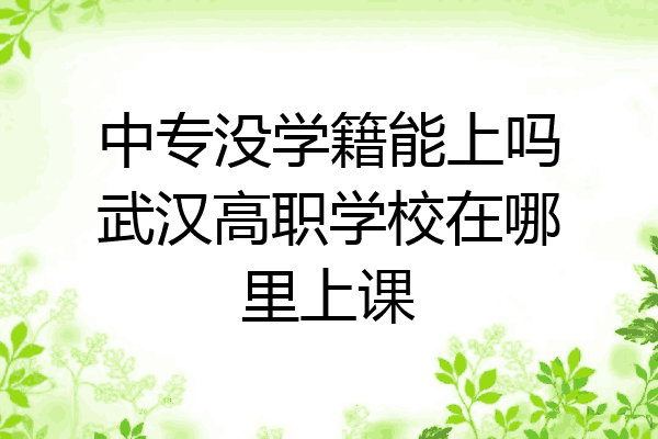 中专没学籍能上吗武汉高职学校在哪里上课