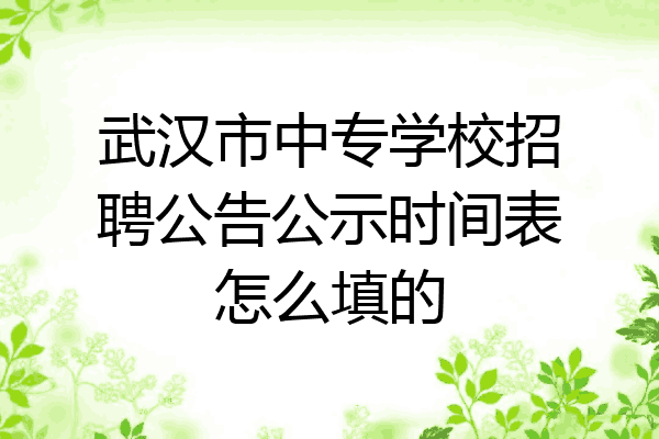 武汉市中专学校招聘公告公示时间表怎么填的