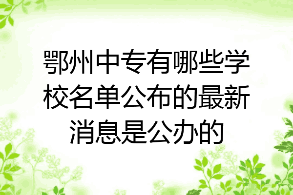 鄂州中专有哪些学校名单公布的最新消息是公办的