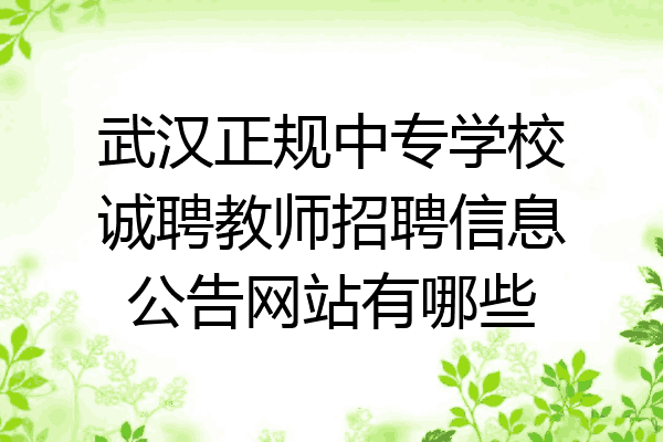 武汉正规中专学校诚聘教师招聘信息公告网站有哪些