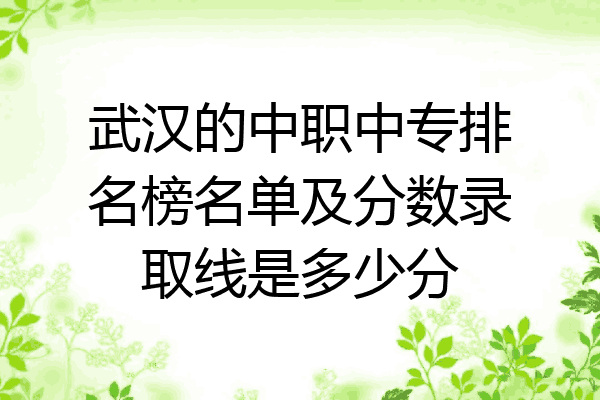 武汉的中职中专排名榜名单及分数录取线是多少分