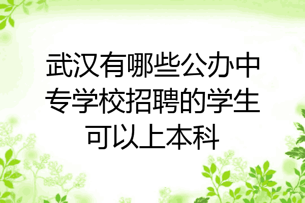 武汉有哪些公办中专学校招聘的学生可以上本科
