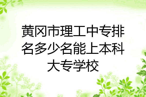 黄冈市理工中专排名多少名能上本科大专学校