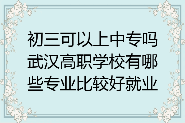 初三可以上中专吗武汉高职学校有哪些专业比较好就业