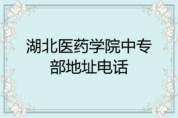 湖北医药学院中专部地址电话