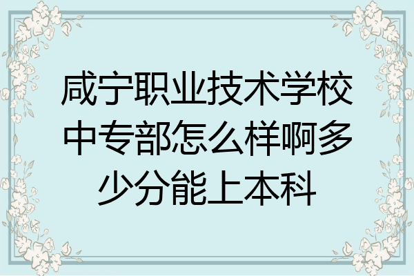 咸宁职业技术学校中专部怎么样啊多少分能上本科