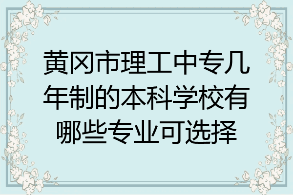 黄冈市理工中专几年制的本科学校有哪些专业可选择