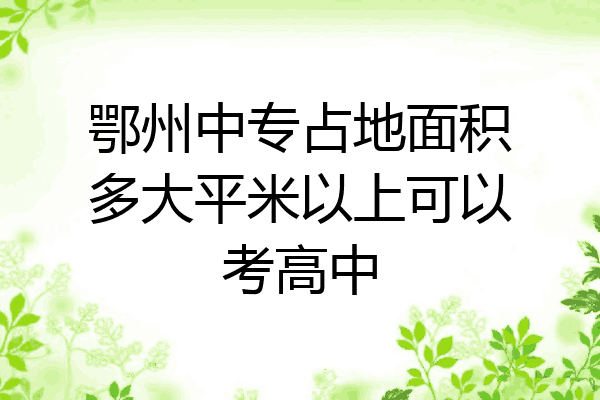 鄂州中专占地面积多大平米以上可以考高中