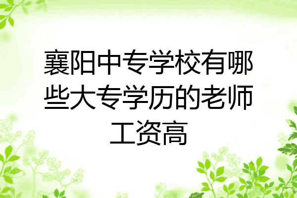 襄阳中专学校有哪些大专学历的老师工资高