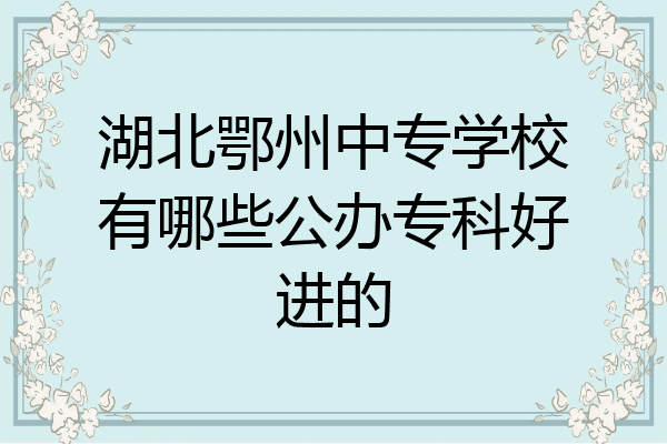 湖北鄂州中专学校有哪些公办专科好进的