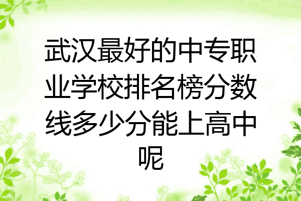 武汉最好的中专职业学校排名榜分数线多少分能上高中呢