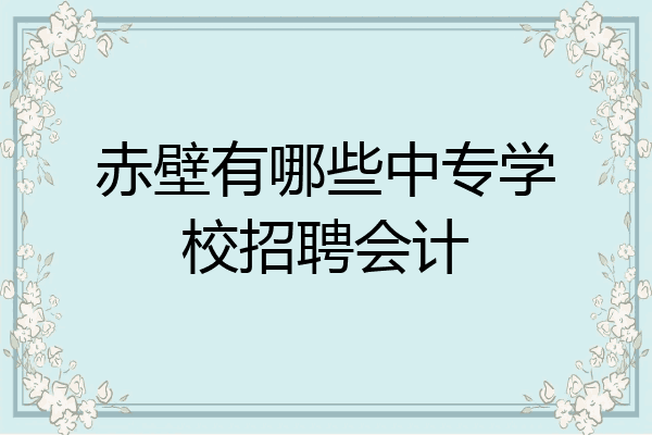 赤壁有哪些中专学校招聘会计