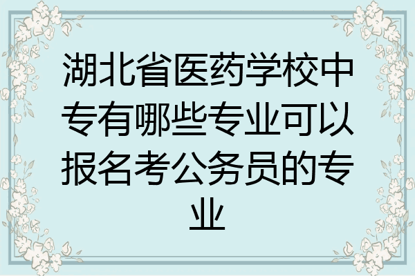 湖北省医药学校中专有哪些专业可以报名考公务员的专业