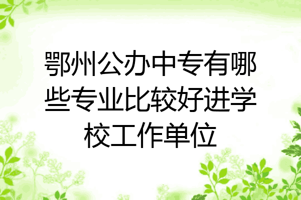 鄂州公办中专有哪些专业比较好进学校工作单位
