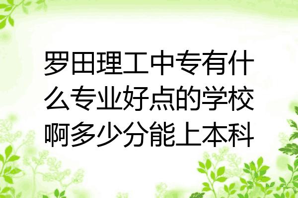 罗田理工中专有什么专业好点的学校啊多少分能上本科