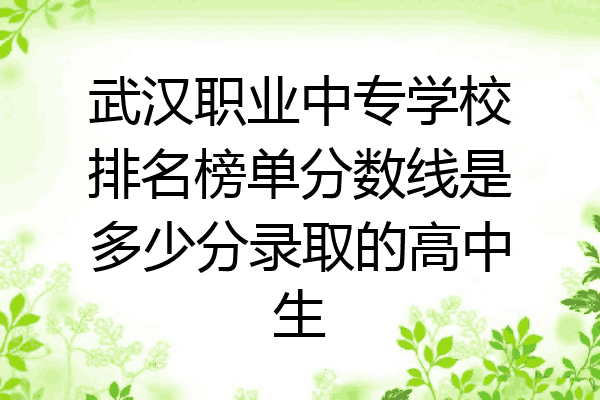 武汉职业中专学校排名榜单分数线是多少分录取的高中生