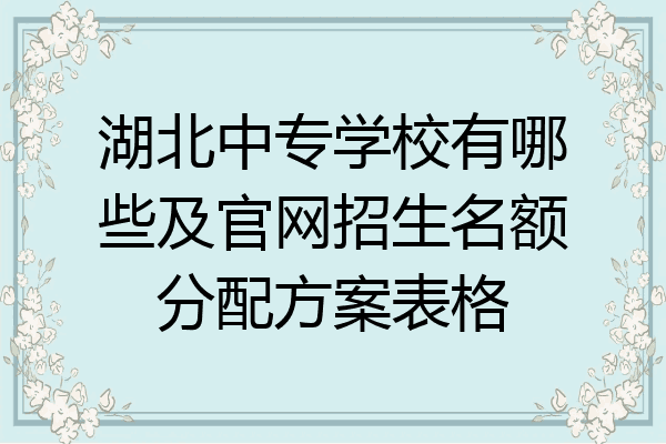 湖北中专学校有哪些及官网招生名额分配方案表格