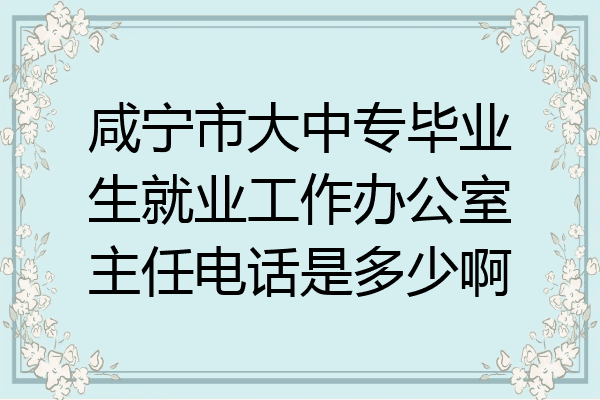 咸宁市大中专毕业生就业工作办公室主任电话是多少啊