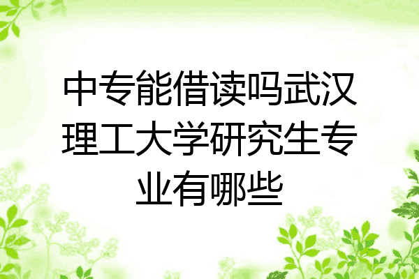 中专能借读吗武汉理工大学研究生专业有哪些