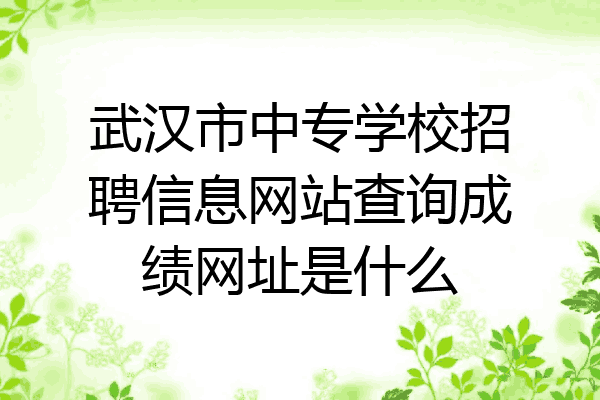 武汉市中专学校招聘信息网站查询成绩网址是什么