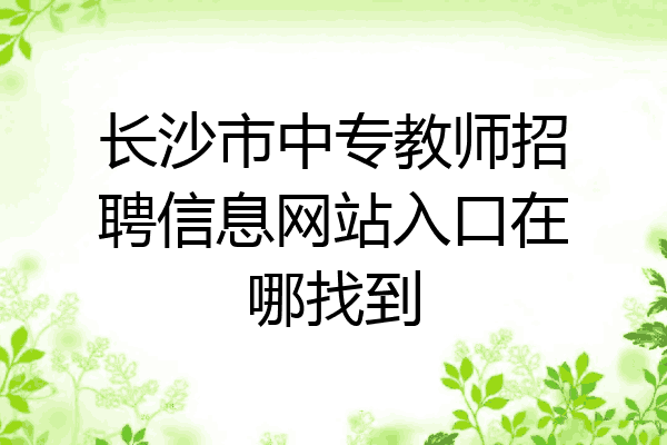 长沙市中专教师招聘信息网站入口在哪找到