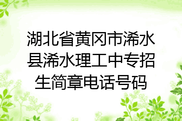 湖北省黄冈市浠水县浠水理工中专招生简章电话号码