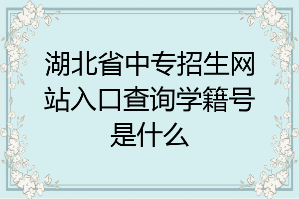 湖北省中专招生网站入口查询学籍号是什么