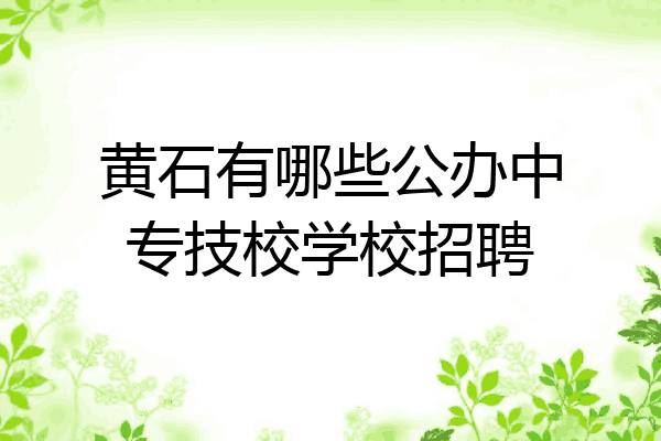 黄石有哪些公办中专技校学校招聘