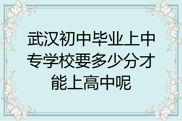 武汉初中毕业上中专学校要多少分才能上高中呢