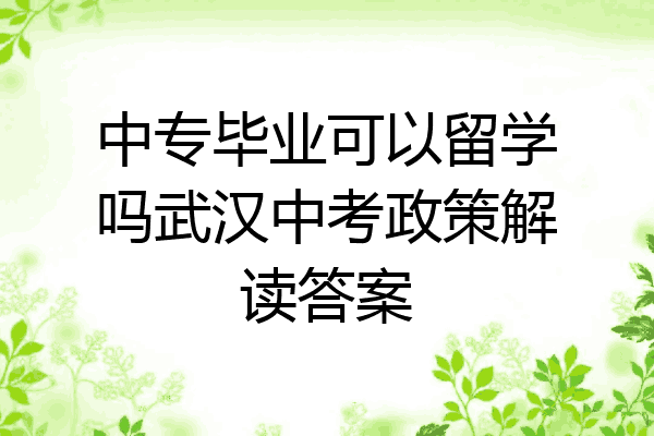 中专毕业可以留学吗武汉中考政策解读答案