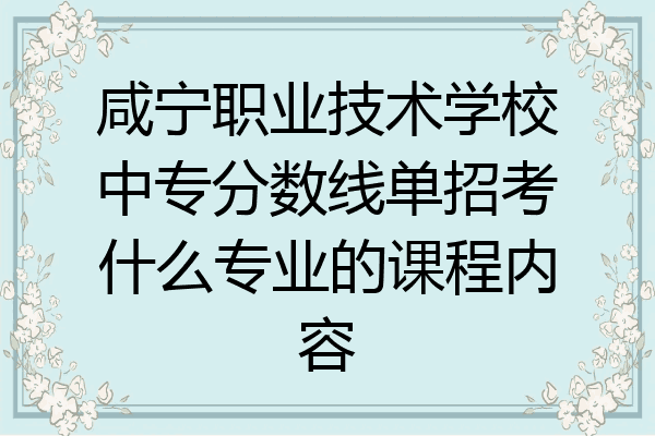 咸宁职业技术学校中专分数线单招考什么专业的课程内容