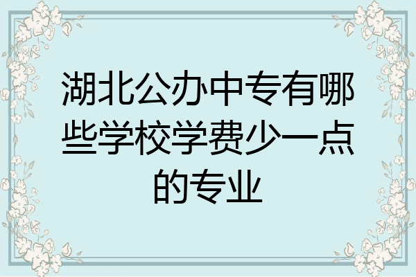 湖北公办中专有哪些学校学费少一点的专业