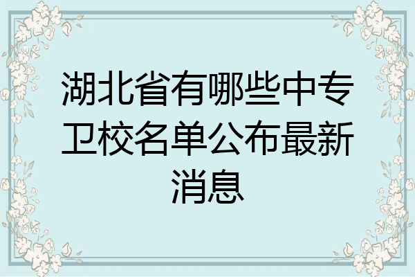 湖北省有哪些中专卫校名单公布最新消息
