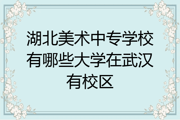 湖北美术中专学校有哪些大学在武汉有校区