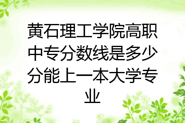 黄石理工学院高职中专分数线是多少分能上一本大学专业