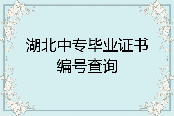 湖北中专毕业证书编号查询