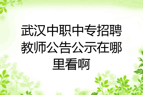 武汉中职中专招聘教师公告公示在哪里看啊