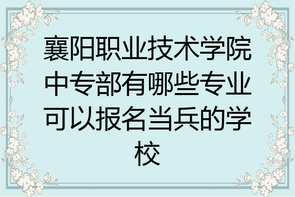 襄阳职业技术学院中专部有哪些专业可以报名当兵的学校