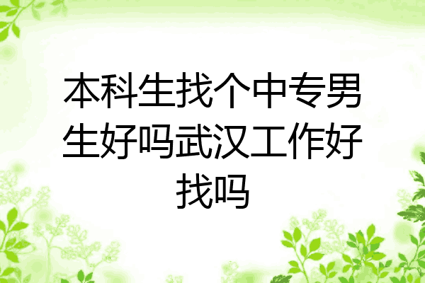 本科生找个中专男生好吗武汉工作好找吗