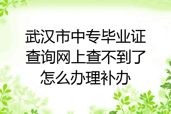武汉市中专毕业证查询网上查不到了怎么办理补办