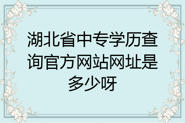 湖北省中专学历查询官方网站网址是多少呀