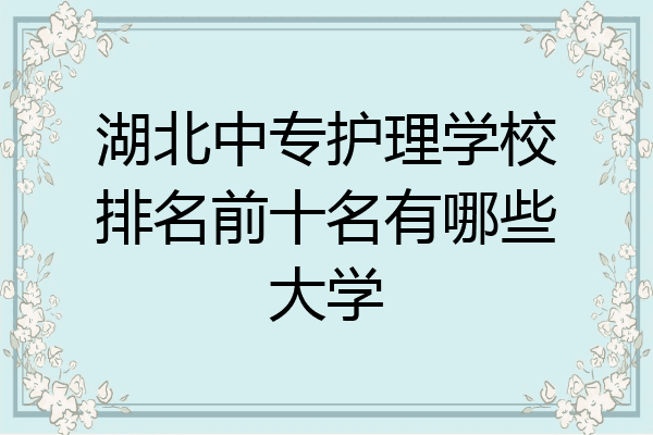 湖北中专护理学校排名前十名有哪些大学